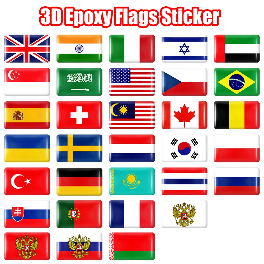 Car Accessories Thailand - Autocollants drapeaux époxy, 10 pièces, décoration
